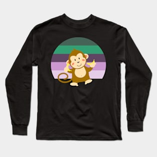 Cute little Monkey loves Bananas Long Sleeve T-Shirt